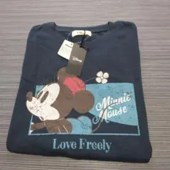 ＊ディズニー＊ミニーマウス　アンティーク風柄　Tシャツ　ネイビー　Lサイズ
