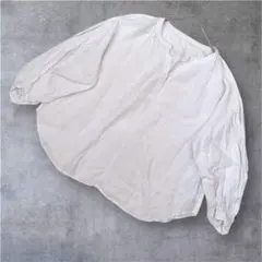 【BARNYARDSTORM】リネン ホワイト バルーンスリーブ シャツ 1 M