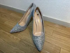 シルバー グリッター ポインテッドトゥ ハイヒール