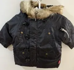 新品 90cm 黒いファー付きダブルボタンアウター