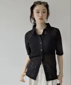 Discoat【Noka/WEB限定】レース半袖ポロシャツ