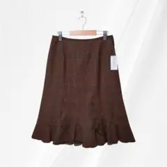 ✨️新品✨️【クミキョクファム】膝丈フレアスカート チェック柄 ブラウン 1