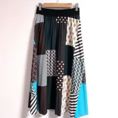【Libby & Rose】パッチワーク風 マルチパターン ロングスカート