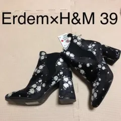 H&M 花柄ブーツ　黒　39