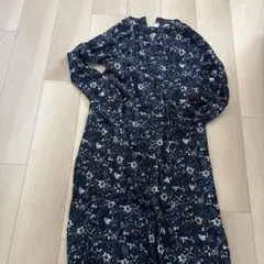 axes femme 花柄ロングワンピース ネイビー