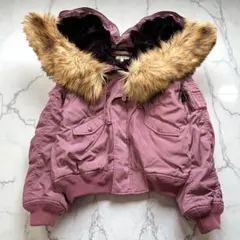 希少 N-2B フライトジャケット 短丈 鬼ファー F ボンバージャケット 紫系