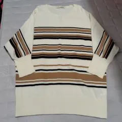 SHOO・LA・RUE ストライプニット 五分袖