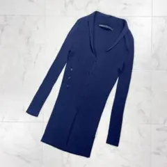 美品 GALERIE リブニットロングカーディガン ブラック サイズ1*GD48のサムネイル