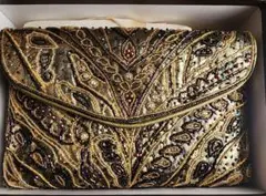 ハンドバッグ　クラッチ　パーティー　フォーマル　ブロンズ　ビジュー　新品　未使用