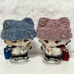 【ブルー、赤ピンク】にじぱぺっと ぬい服 10cm 猫耳帽子 2個セット