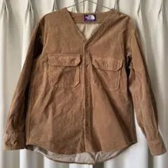 美品 ノースフェイスパープルレーベル コーデュロイノーカラーシャツ M