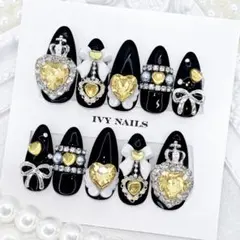 ネイルチップ　黄色　地雷　量産　韓国　推し活　地雷系　オーダー　現品　【255】