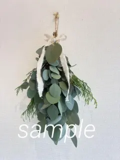 ユーカリポポラスのスワッグ リネン裂きリネン、リーフタグ付き 注文後カット