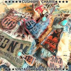 ★ぷっくり チャーム★　レザー　 革タグ　 デニムリメイク　デニムチャーム