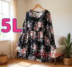 E⑭大きいサイズ チュニック ワンピース 5L 半袖 シャツ トップス 10