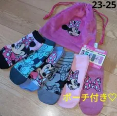 新品★　Disney　ソックス　ふわふわ♡　可愛い　６足セット　巾着ポーチ付き♡