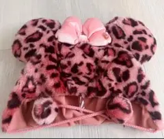 ファンキャップ　ピンク　ヒョウ柄　ミニー