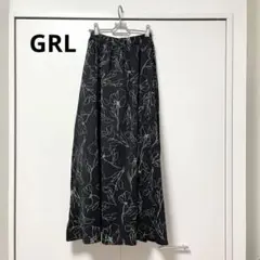 GRL プリーツスカート ロングスカート 黒 花柄 裏地あり Mサイズ