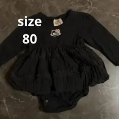 ハローキティ フリル付きロンパース ブラック 80cmのサムネイル