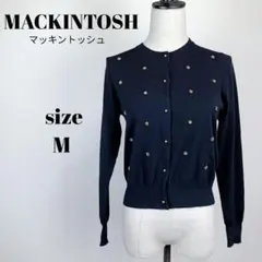 【a1668】MACKINTOSH 長袖 カーディガン 38 ビーズ ブラック