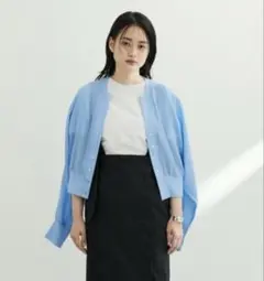 ADAM ET ROPE' キーネックカーディガン　ライトブルーのサムネイル