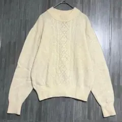 ビアンカ　アンゴラ混 ハイネック ケーブル編みニット　アイボリー