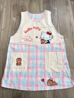 ハローキティ エプロン ピンクチェック