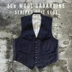 50s Wool Gabardine Striped Suit Vest