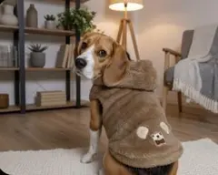 あんな様専用 ペット服 Lサイズ もこもこ耳付きアウター ブラウン ハンドメイド