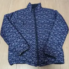 ネイビー 花柄 中綿コート