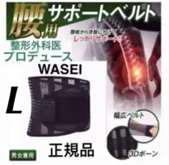 腰痛ベルト　医療用腰サポーター　腰痛改善Wベルト　コルセット男女兼用黒 L