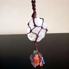 車等に飾る吊るし物　ホワイトクォーツ　チャクラ