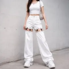 SPINNS ストリート系 スリット レッグウォーマー パンツ 無地 2wayのサムネイル