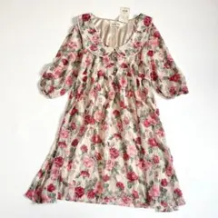 新品 Auntie Rosaアンティローザ 花柄Aラインパフスリーブワンピースのサムネイル