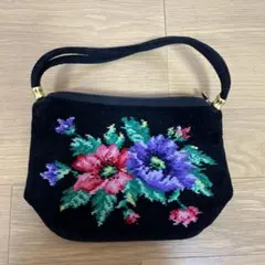 FEILER 花柄刺繍 トートバッグ 黒