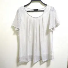 半袖 ブラウス シャツ Lサイズ 　ストライプ