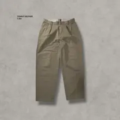 90s古着TOMMY HILFIGER 2タック チノパンツ ベージュ ワイド