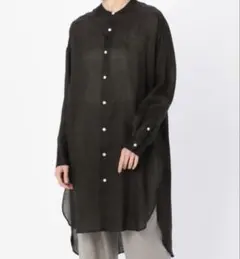 美品 LE GLAZIK ラミー バンドカラー チュニックシャツ オーバーサイズ