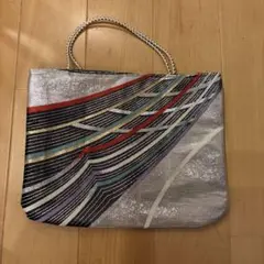 和装用バッグ シルバー 幾何学模様