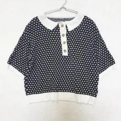 【クラシカルエルフ】愛されTOPS 襟付き ジャガードニットポロシャツ 半袖 S