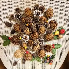 木の実 松ぼっくり オーナメント カラ松 ヒイラギ クリスマスリース