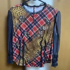 美品　伊太利屋　レオパード柄　ジャージー　カーディガン　トップス　カットソー