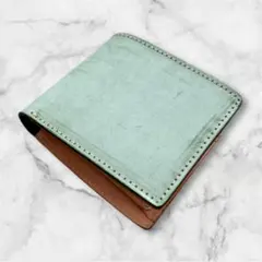 【本革】ブライドルレザー 二つ折り財布 経年変化 育てる革 メンズ グリーン