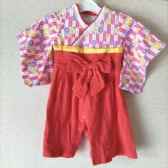 花柄着物袴風ロンパース 70サイズ