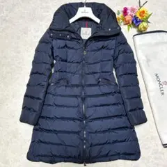 美品 モンクレール フラメッテ ネイビー 00 ロングダウンコート 正規品