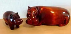木彫りのカバ カバは見かけによらない 手彫り 漆塗 インテリア ハンドメイド