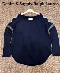 デニム&サプライ ラルフローレン ビーズ刺繍 スウェット地 長袖 ネイティブ柄