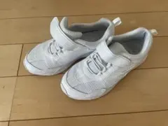 瞬足　白　ホワイト メッシュ スニーカー　ベルクロ　21.5cm