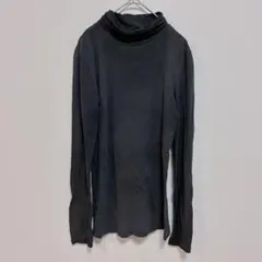 タートルネック 長袖 Tシャツ【L】ダークグレー 無地 シンプル