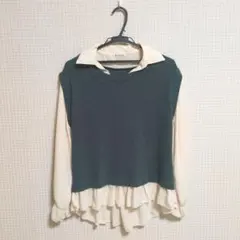 アクシーズファム　ベスト　ブラウス　ドッキングトップス　バックリボン